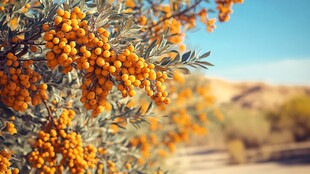 沙棘果挂满枝头的美丽景象