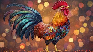 五彩斑斓公鸡图