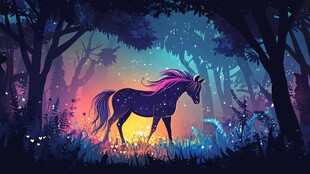 梦幻森林中的神秘独角兽