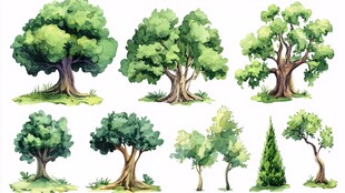 多样树木插画集合
