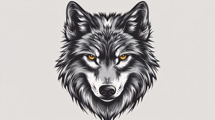 狼头插画 冷峻目光下的野性