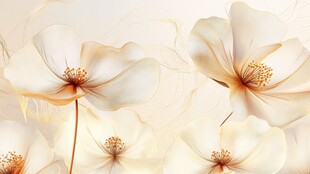 唯美白色花卉艺术插画