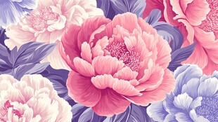 缤纷牡丹花卉图案背景