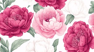 绚丽多彩牡丹花无缝图案