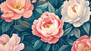 浪漫芍药花卉图案背景