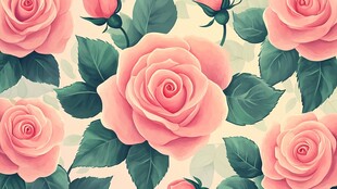 粉色玫瑰花卉无缝图案