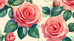 粉色玫瑰花卉图案背景图
