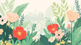 春日烂漫花卉插画