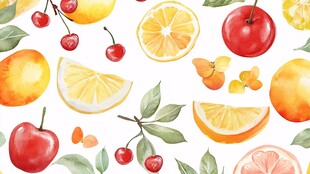 水彩风水果插画清新图案