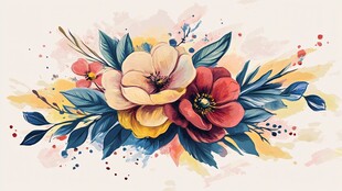 水彩花卉插画 色彩绚丽