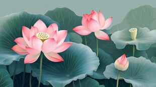 夏日绽放的娇艳荷花