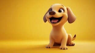 可爱小黄狗咧嘴开心笑