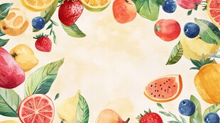 水彩风缤纷水果边框图案