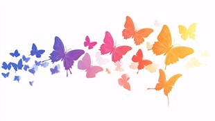 彩色蝴蝶群飞图案