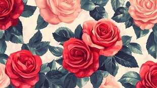 复古玫瑰花卉无缝图案