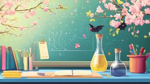 春日校园实验室温馨场景