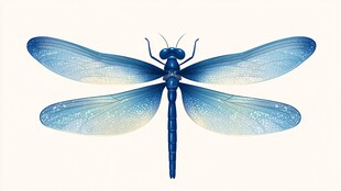 蓝色梦幻蜻蜓插画