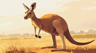 草原上的站立袋鼠