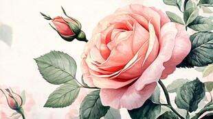 娇艳粉玫瑰绽放姿态