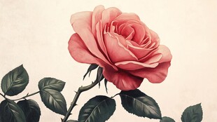单枝粉玫瑰优雅绽放