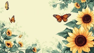 向日葵与蝴蝶的梦幻场景