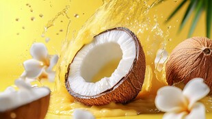 椰香四溢 新鲜椰子与花的邂逅