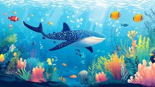 海底世界 鲸鲨与多彩海洋生物