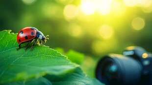 镜头下的瓢虫与绿叶