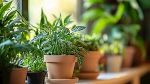 窗台上的绿植盆栽世界