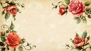 复古玫瑰边框背景图