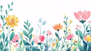 水彩花卉边框装饰图案