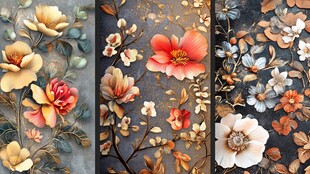 复古花卉浮雕艺术图案