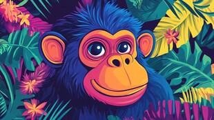 丛林中的可爱小猴