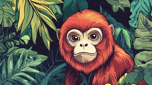 丛林中的红毛小猴