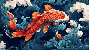 锦鲤跃浪 尽显灵动之美