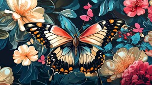 蝶舞繁花间的绚丽景致