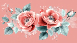 粉色花卉装饰插画