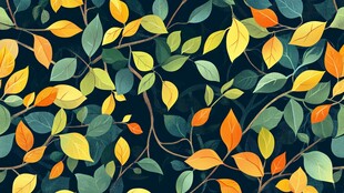 秋日叶蔓图案背景