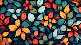 多彩秋叶无缝图案纹理