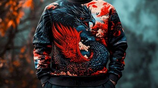 龙纹潮酷卫衣展示