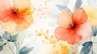 水彩花卉 清新绚烂花朵绘景