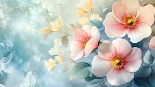 梦幻粉色花卉唯美画面