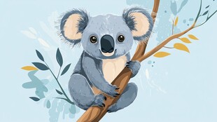 可爱考拉树上惬意栖息