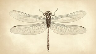 复古风蜻蜓手绘插画