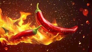 火焰中的火辣红辣椒