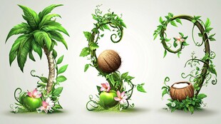 植物藤蔓构成的数字图案