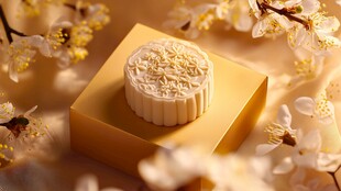 精致月饼伴烂漫春花