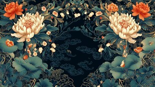 中式繁花锦簇古风背景图