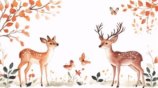 秋日鹿影 蝶舞林间