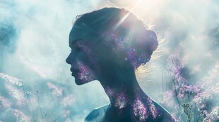 梦幻光影下的女性唯美侧影